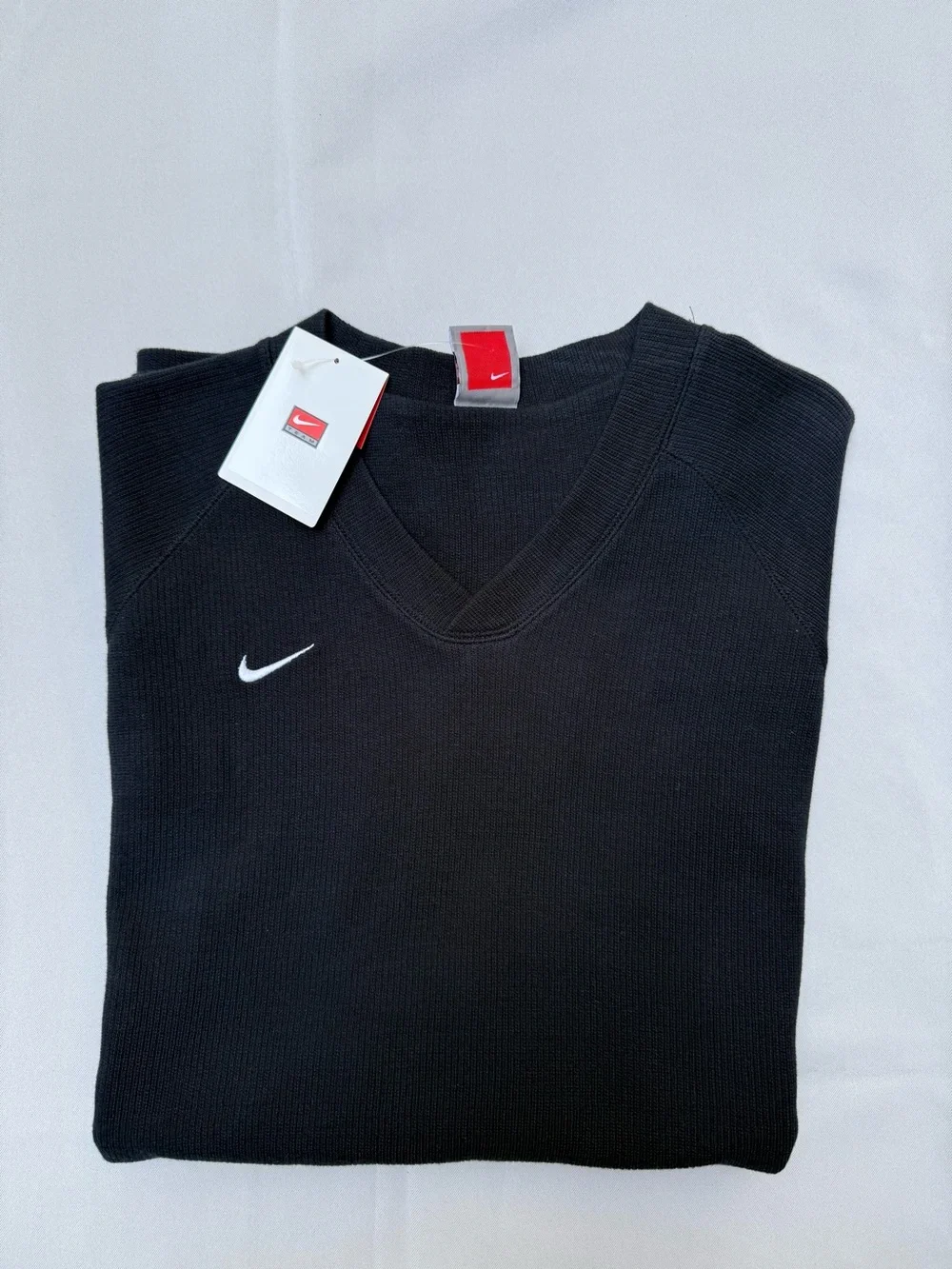 VNTG Nike Charcoal Gray Knit V-Neck Tank with White Swoosh